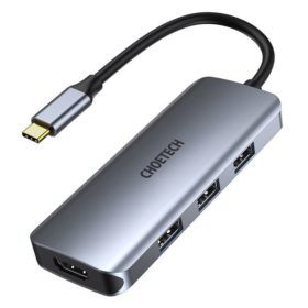 Choetech 7-i-1 4K HDMI, USB 3.0, 100W PD USB-C Hub, Grå
