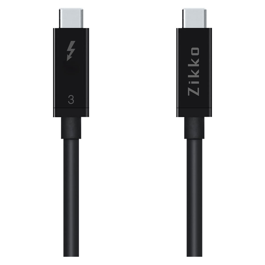 Se Zikko Thunderbolt 3 og USB-C kabel, 8K, 100W/20Gbps, 0,8m, sort hos Powerbanken.dk