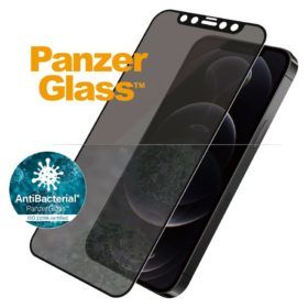 PanzerGlass iPhone 12/12 Pro AntiBacterial Privacy Skærmbeskyttelse, Sort Kant