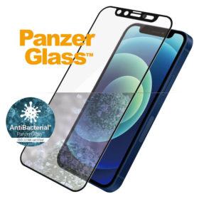 PanzerGlass iPhone 12 mini AntiBacterial CamSlider Skærmbeskyttelse, Sort Kant