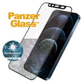 PanzerGlass iPhone 12 Pro Max AntiBacterial CamSlider Skærmbeskyttelse, Sort Kant