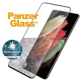 PanzerGlass Galaxy S21 Ultra AntiBacterial Fingerprint kompatibel Skærmbeskyttelse, Sort Kant