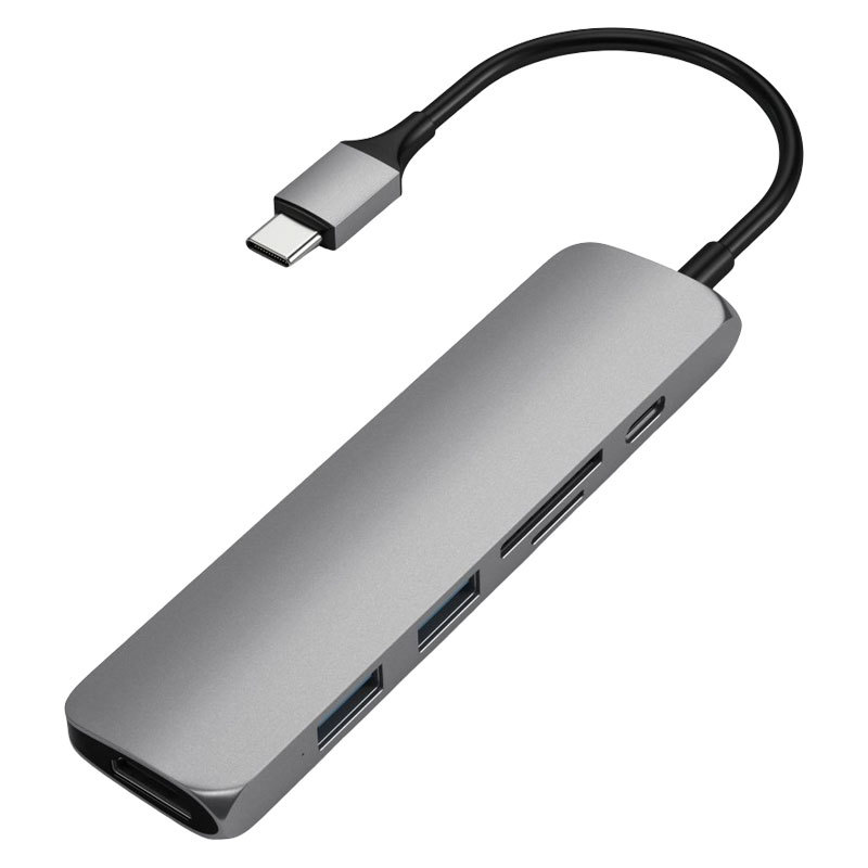 Billede af Satechi Slim USB-C MultiPort Adapter V2 m. HDMI, USB 3.0, Space Grey hos Powerbanken.dk