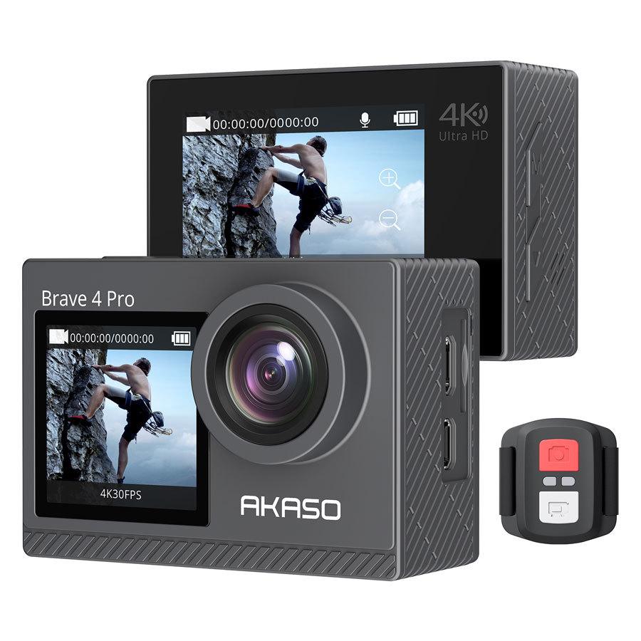 AKASO Brave 4 Pro dobbeltskærm 4K/30fps kamera - Powerbanken.dk